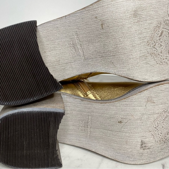 Free People Essential Gold Leather Tall Boot 38 1/2 - Picture 13 of 16